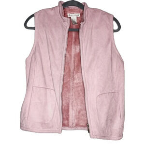 Evan Picone pink soft faux fur zip up vest w/pockets.